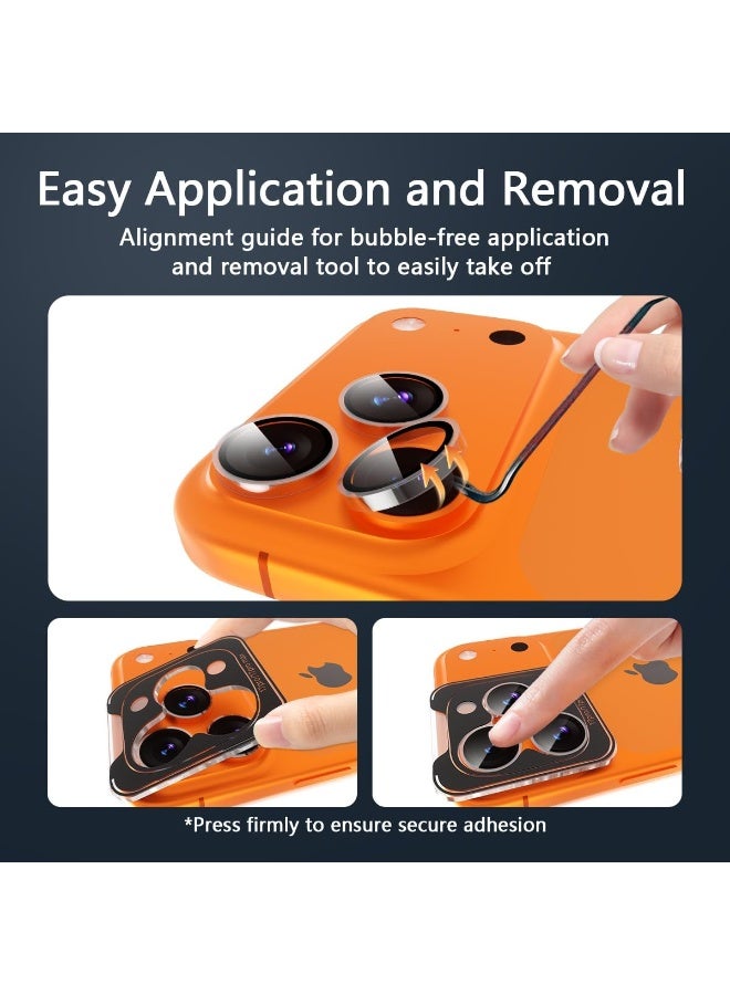 ACLIX Camera Lens Protector - for 17 Pro Max, Shatterproof Ultra HD 9H Tempered Glass for iPhone Screen Metal Ring Cover Film,Anti-Fingerprint,Scratch Resistant, (Deep Blue) - Image 2